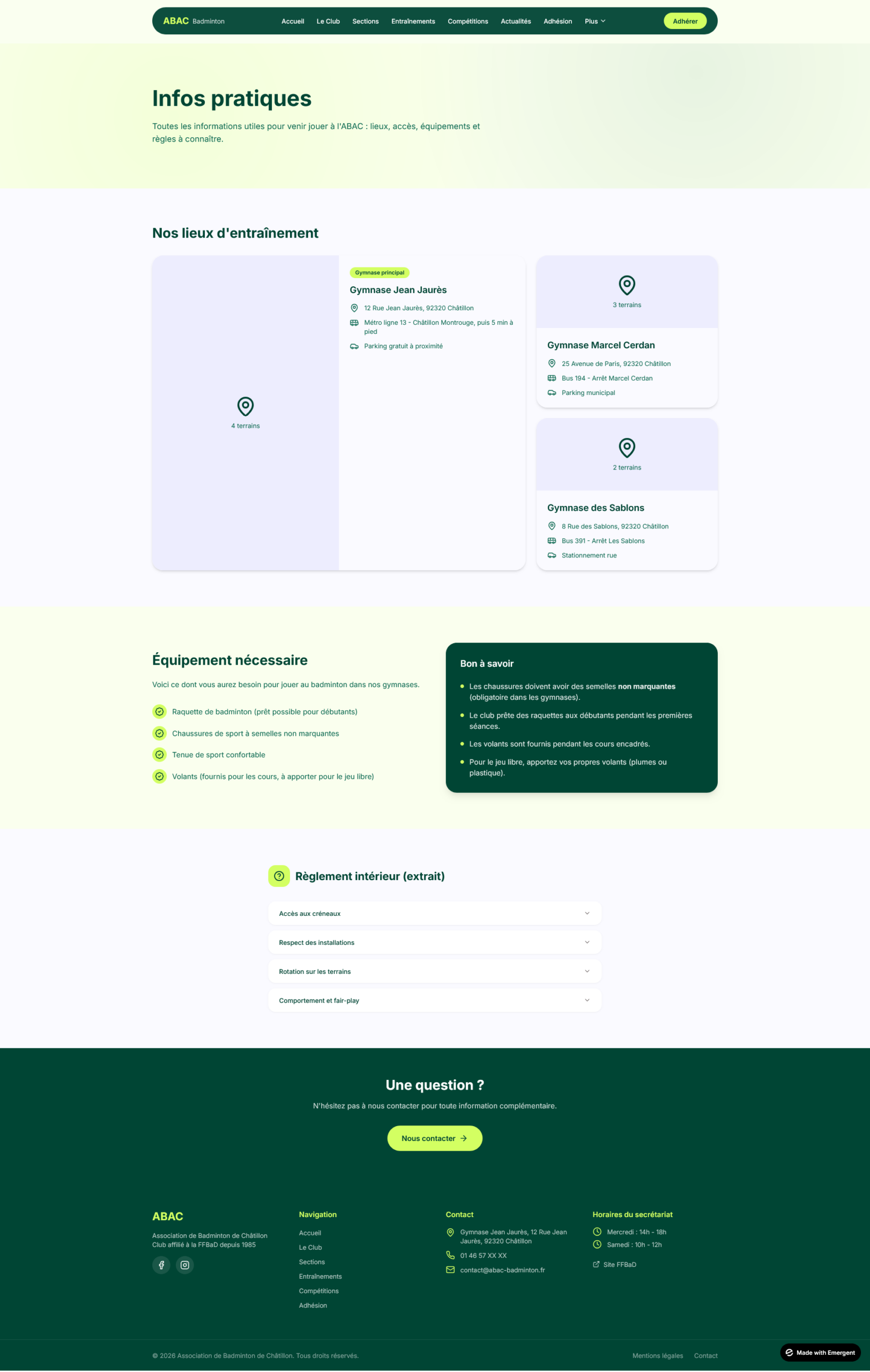 Page Info Club badminton Page Info Club badminton