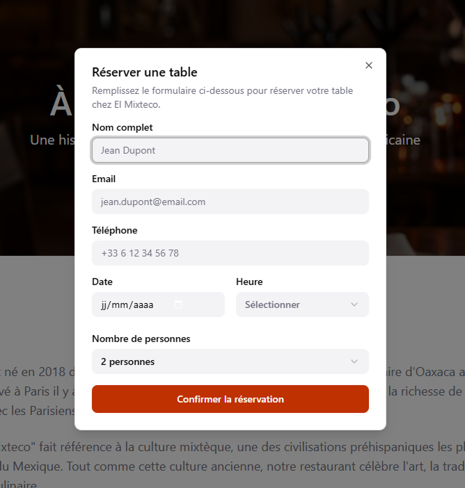 Page Reservation El Mixteco Page Reservation restaurant El Mixteco