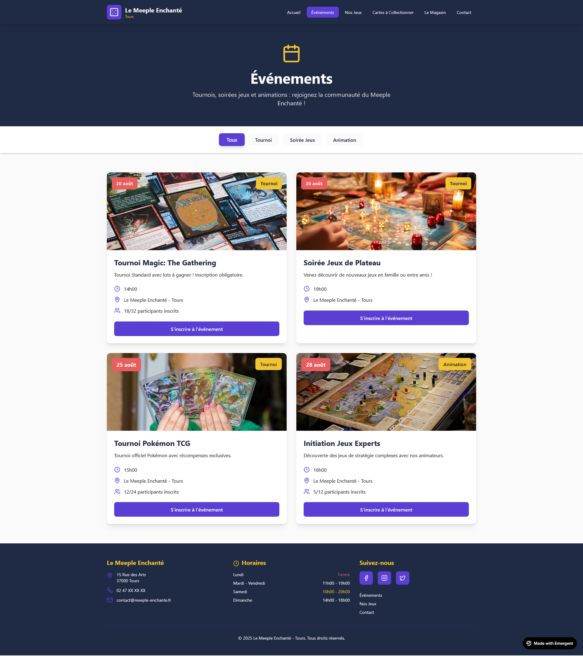 Page Evenement Jeu Page Evenement Jeu