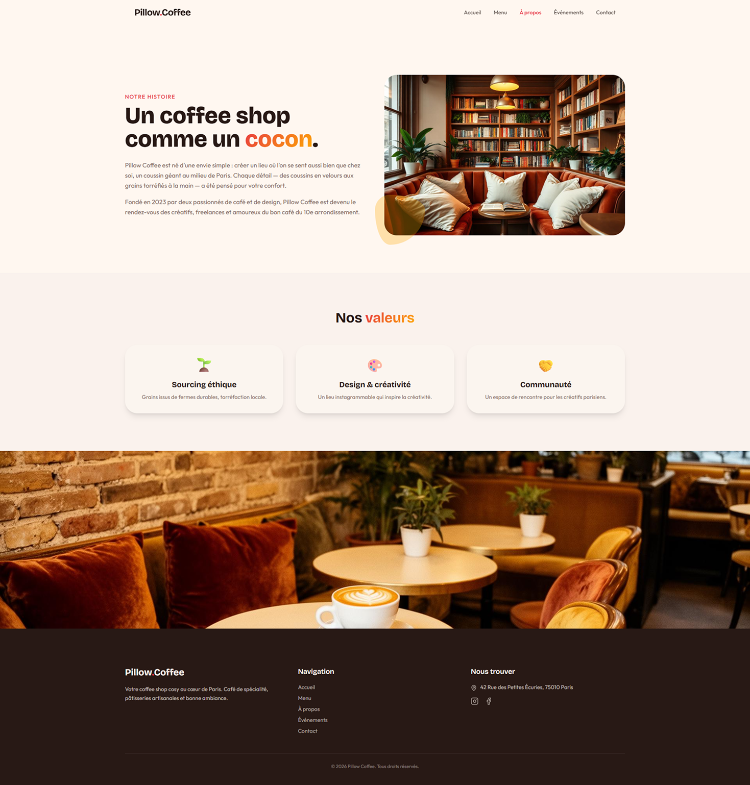 Page A propos Coffee Shop