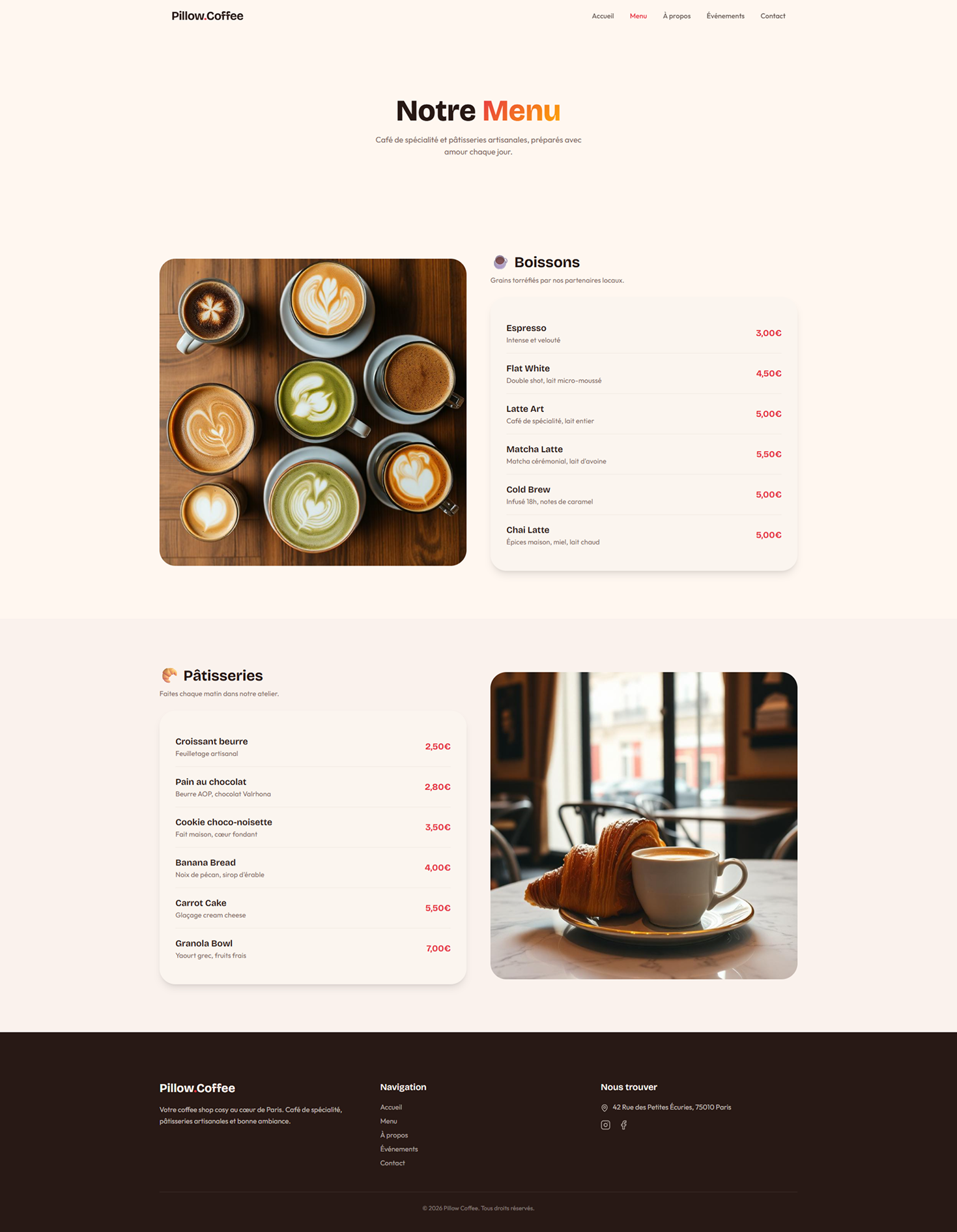 Page Menu Coffee Shop